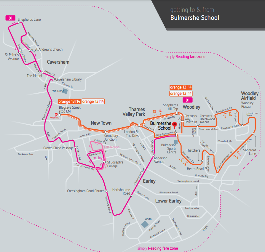 Reading buses bulmershe map sept22