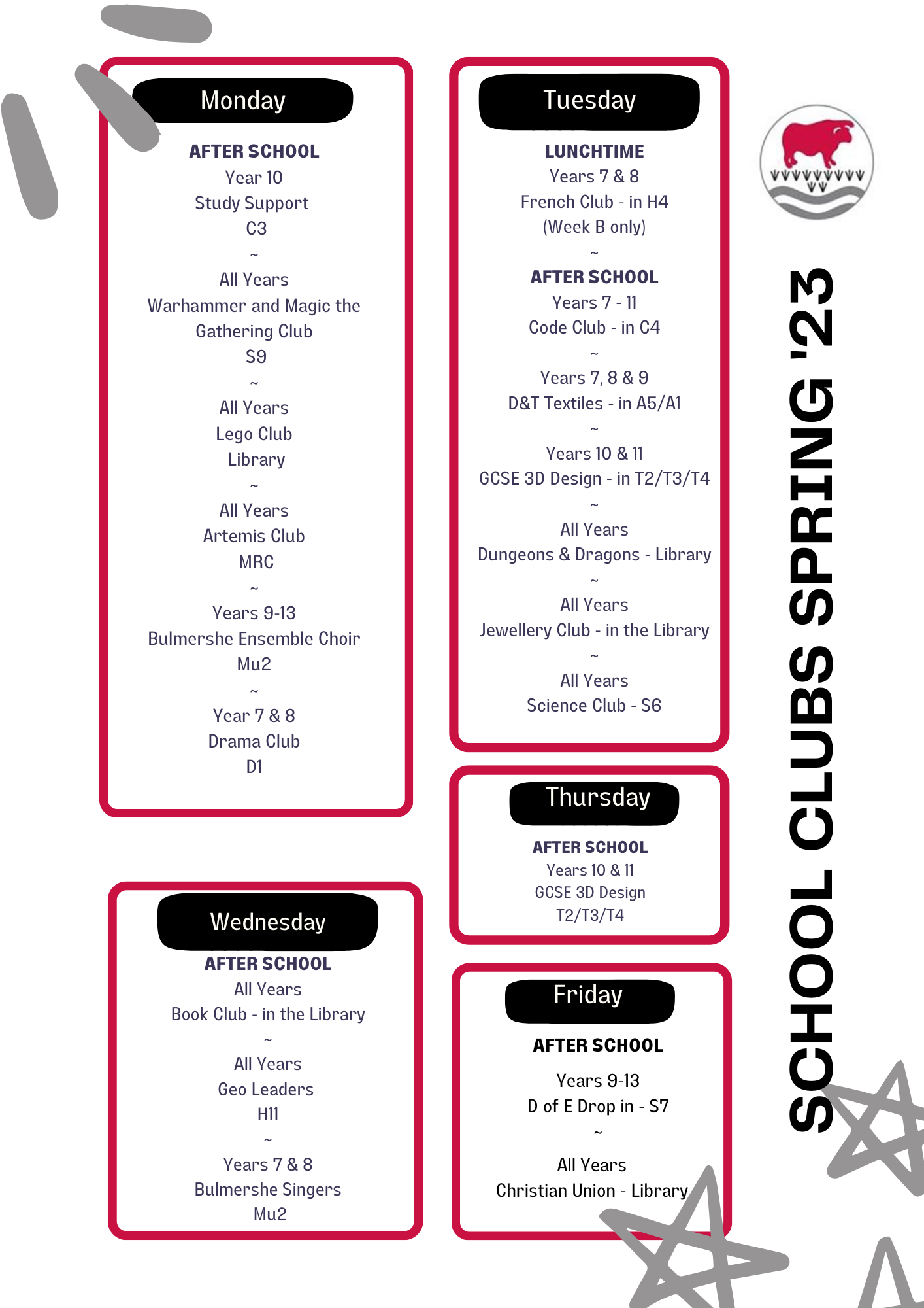 Bulmershe activty clubs spring 23