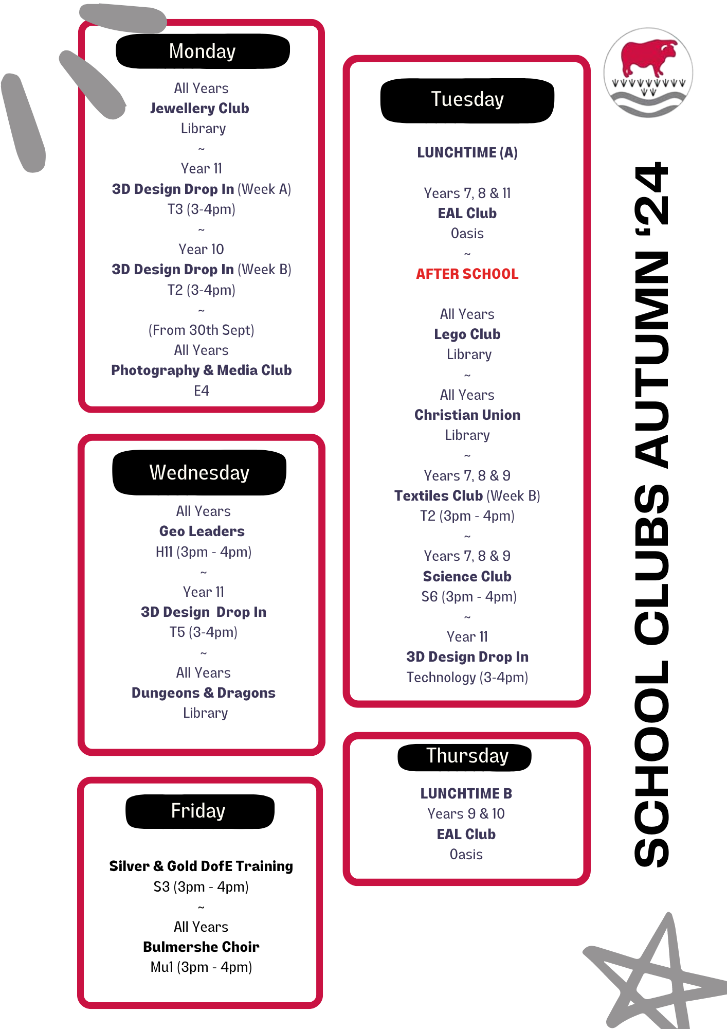 Bulmershe clubs autumn 24